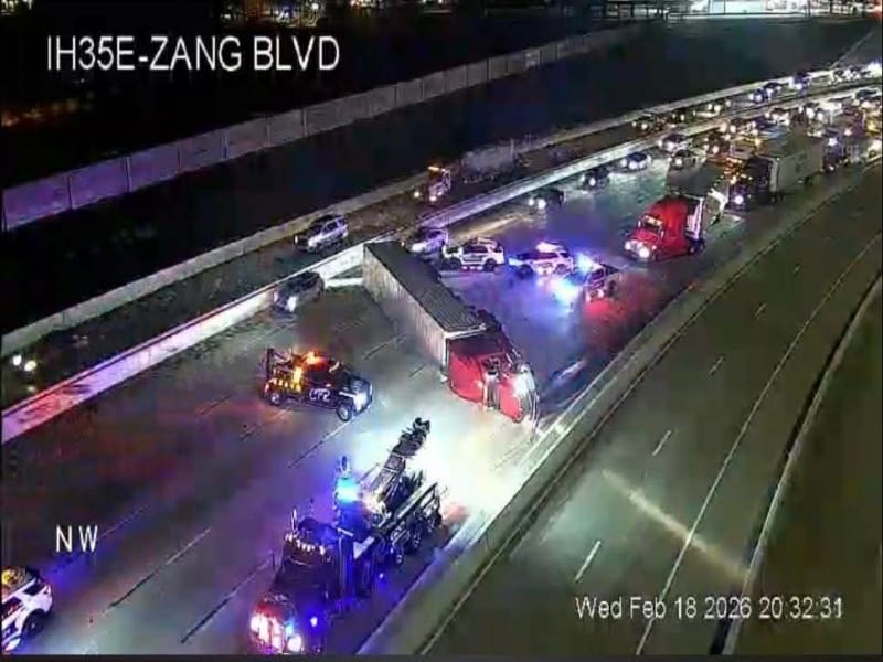 Dallas semi rollover